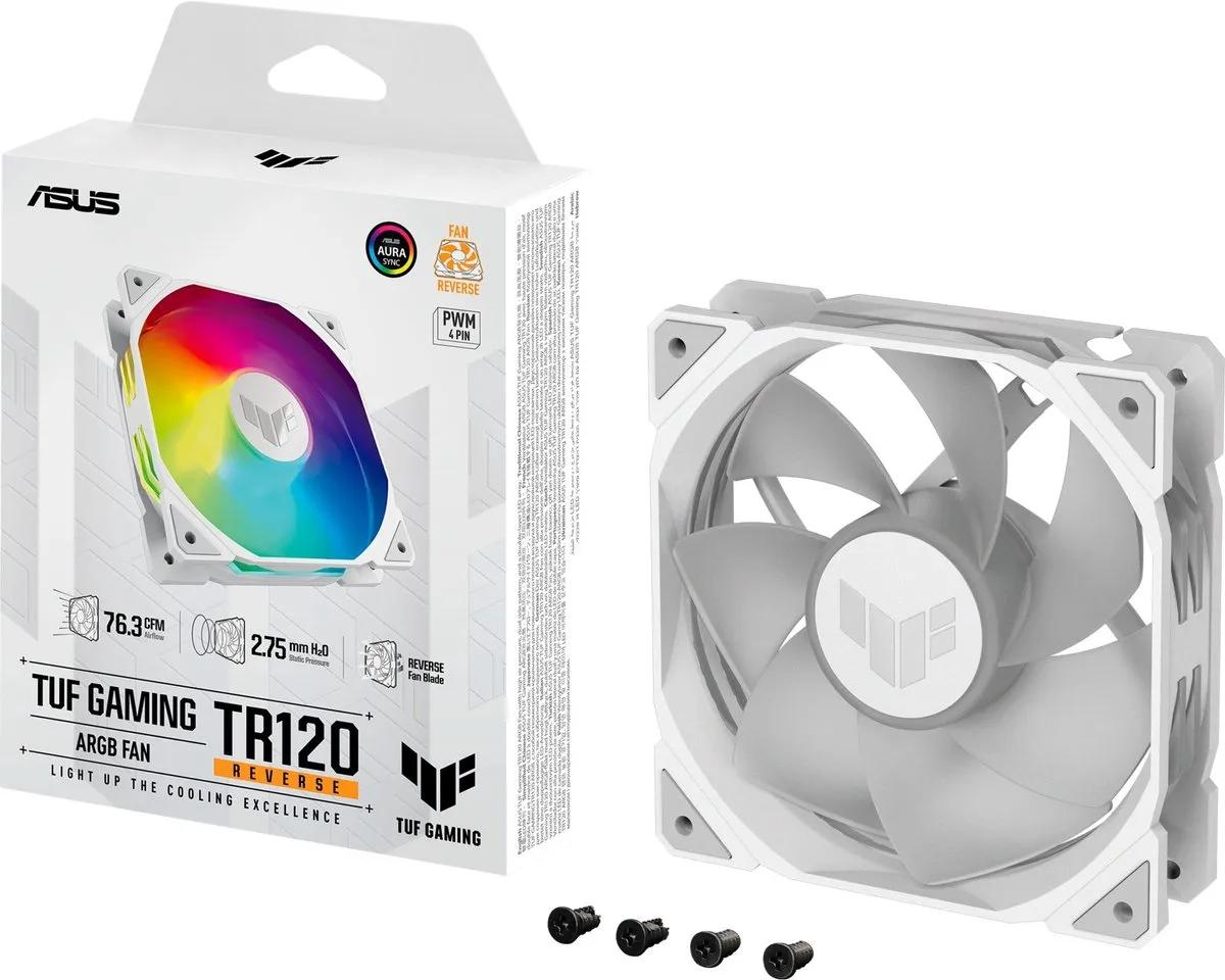 ASUS TUF Gaming TR120 ARGB Reverse Ventilator 120mm - Wit
