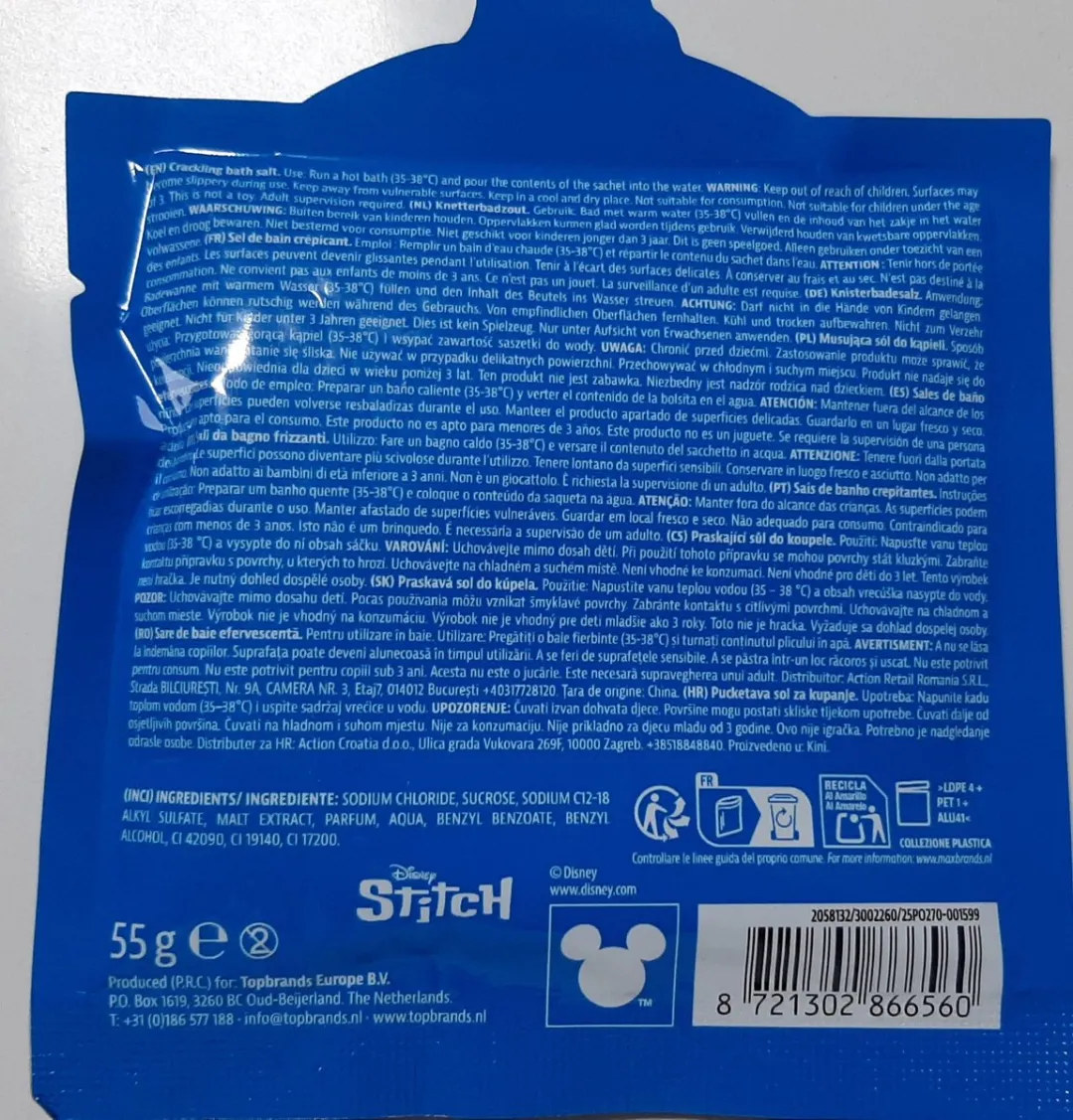 Disney Stitch Knisperend Badzout 55g