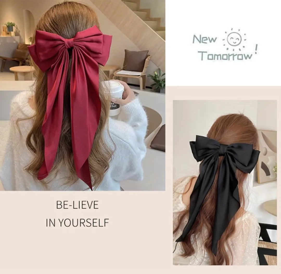 Haaraccessoire met satijnen strik — geschikt voor vrouwen met lang haar — geschikt voor vrouwen van alle leeftijden — verpakking van 6