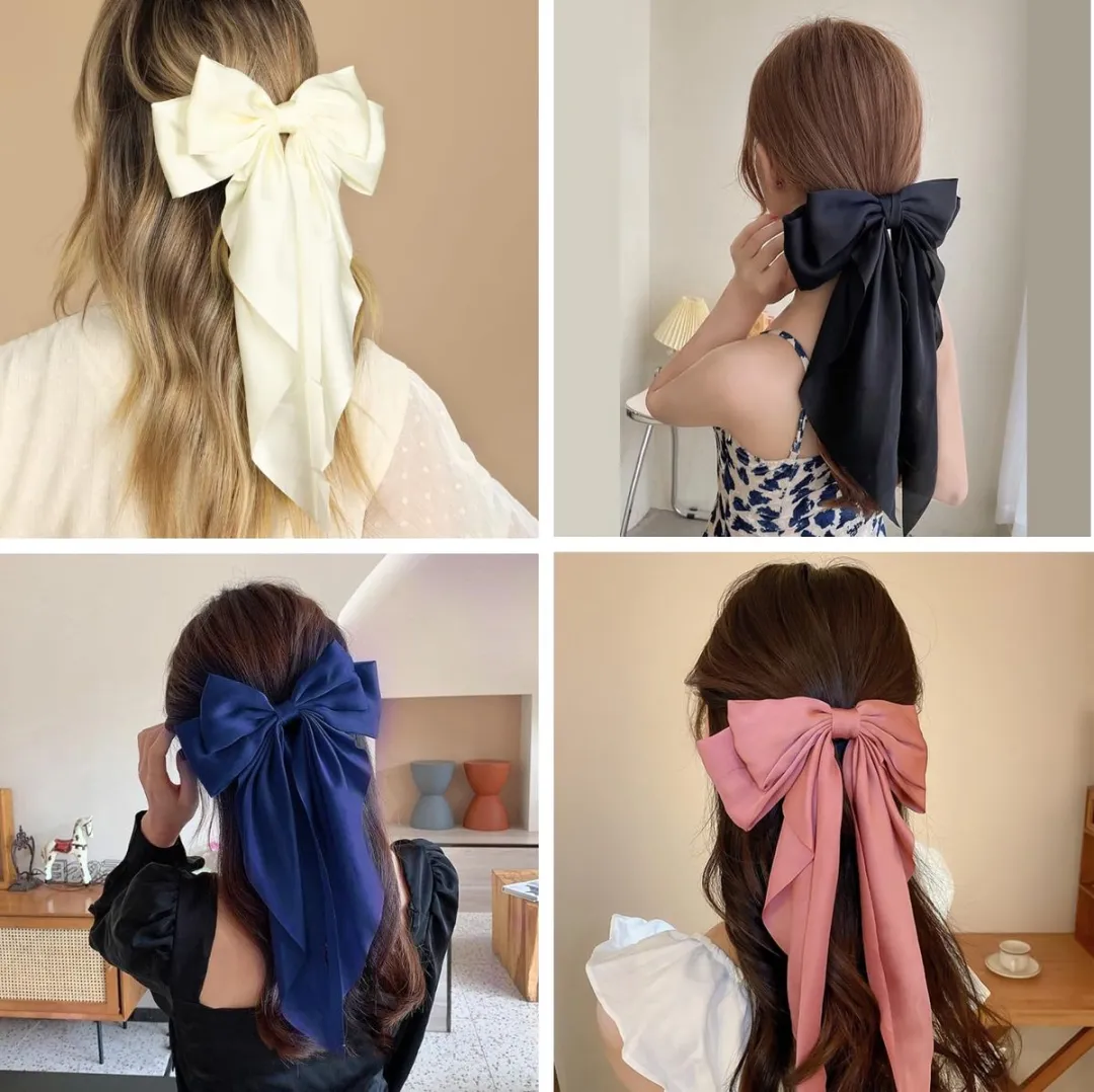 Haaraccessoire met satijnen strik — geschikt voor vrouwen met lang haar — geschikt voor vrouwen van alle leeftijden — verpakking van 6