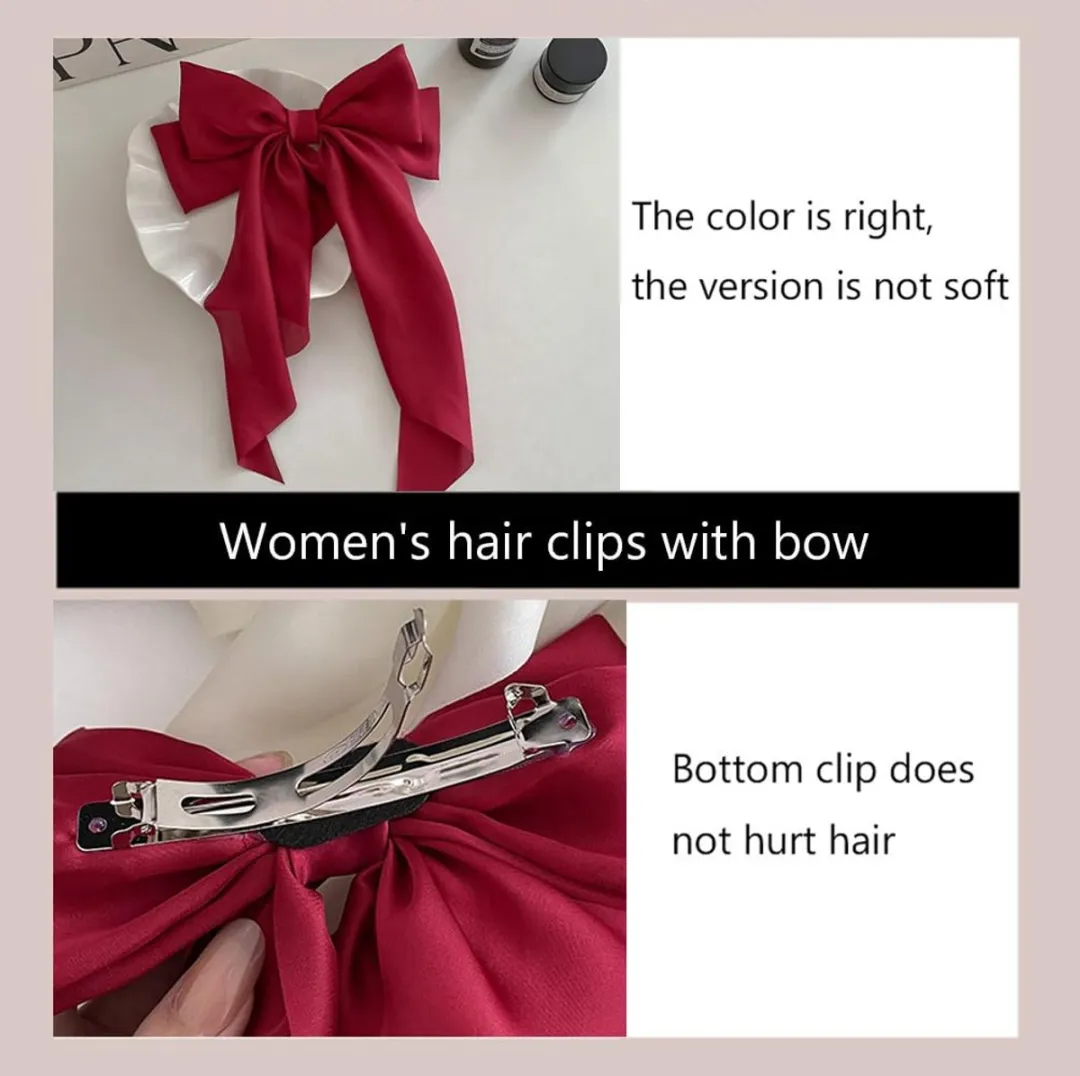 Haaraccessoire met satijnen strik — geschikt voor vrouwen met lang haar — geschikt voor vrouwen van alle leeftijden — verpakking van 6