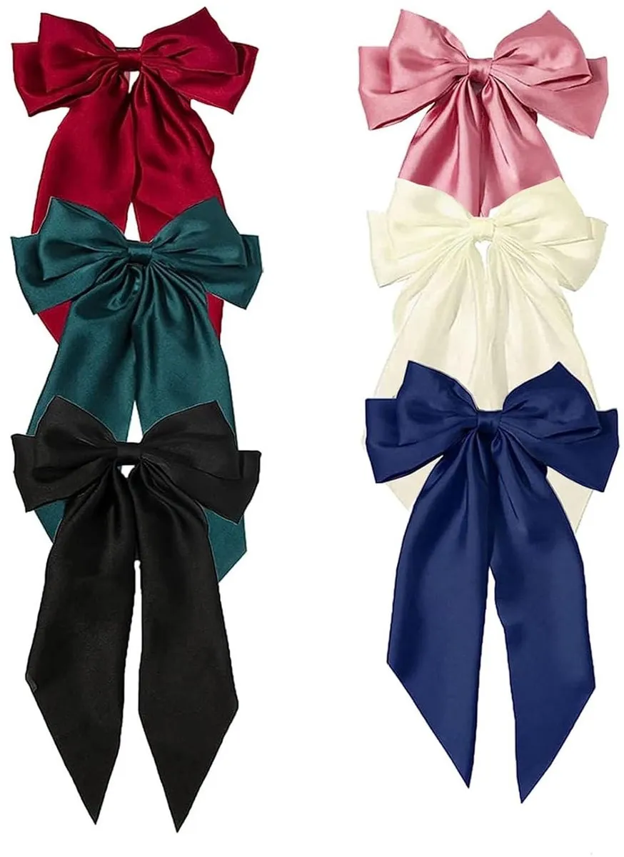 Haaraccessoire met satijnen strik — geschikt voor vrouwen met lang haar — geschikt voor vrouwen van alle leeftijden — verpakking van 6