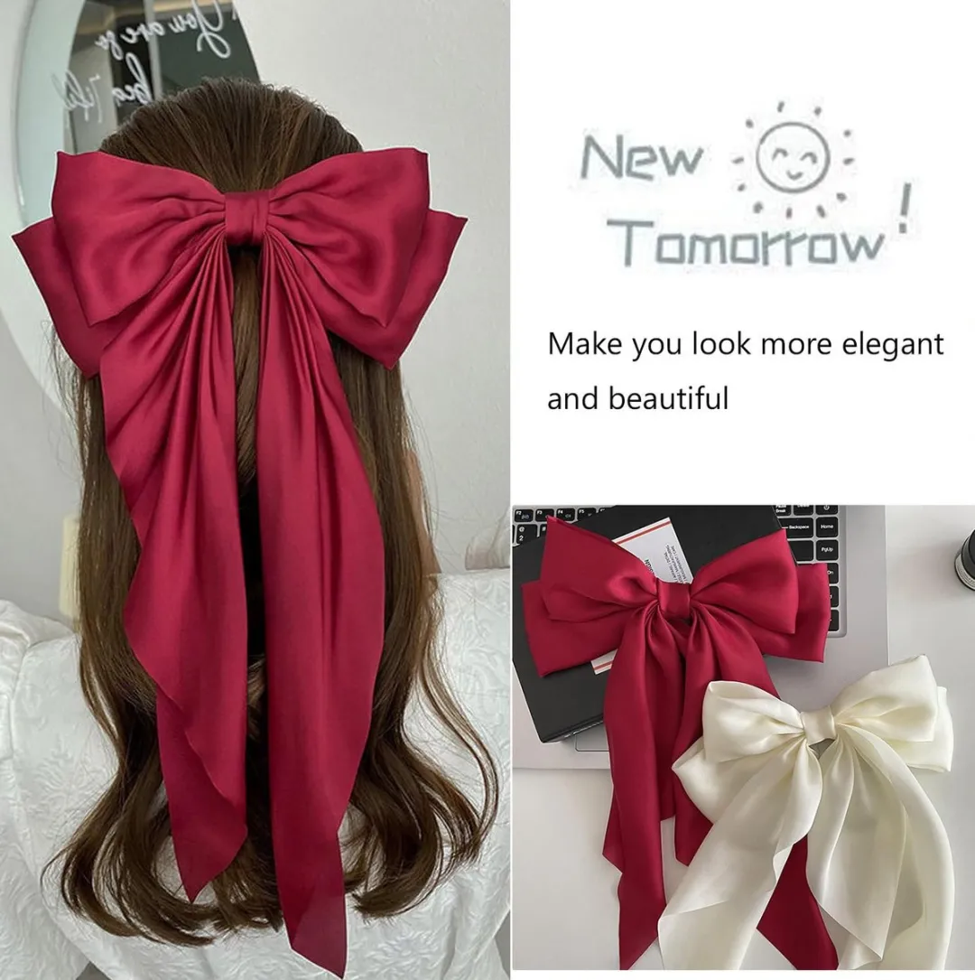 Haaraccessoire met satijnen strik — geschikt voor vrouwen met lang haar — geschikt voor vrouwen van alle leeftijden — verpakking van 6