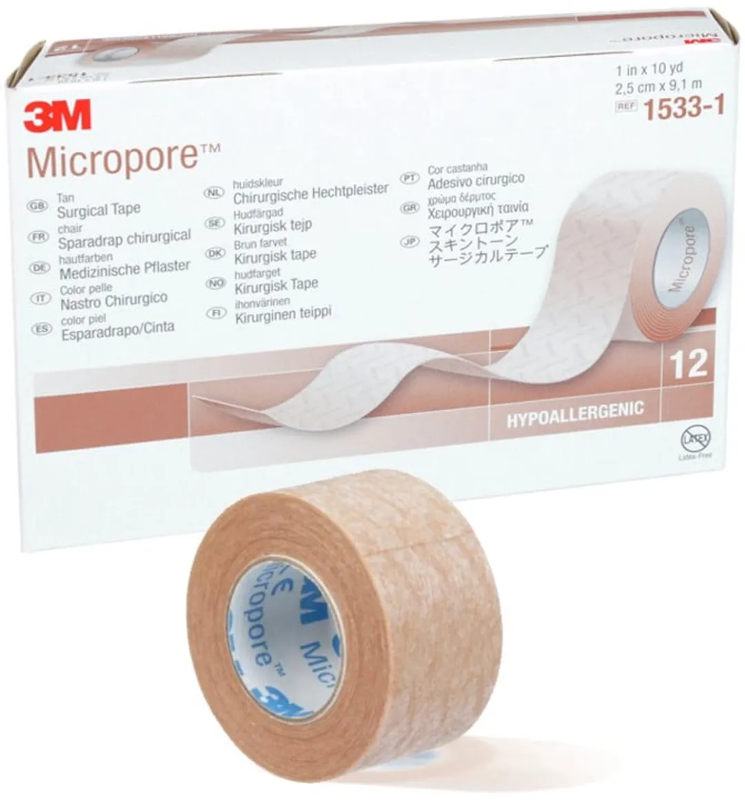 3M Micropore Hechtpleister 2,5cm x 9,1m - Beige