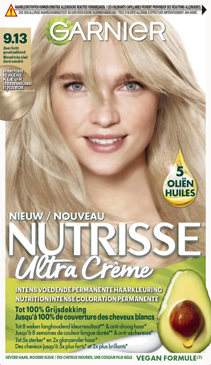Garnier Nutrisse Ultra Crème 9.13 Zeer Licht Goud Asblond Permanent