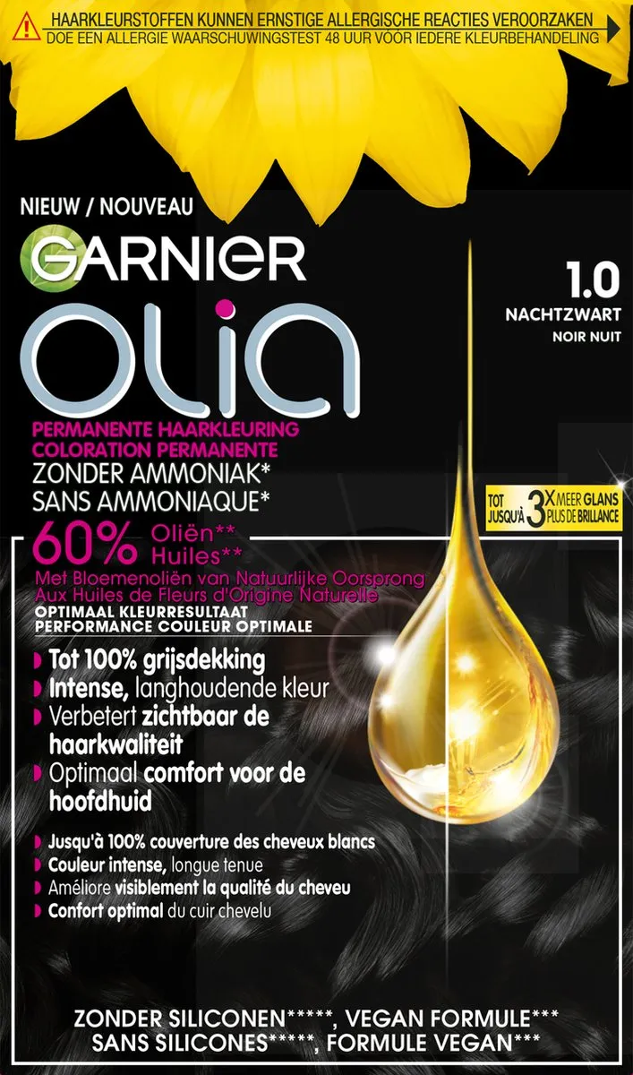 Garnier Olia Zwart 1 Permanente Haarkleuring - 986ml