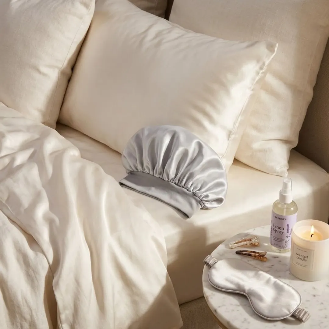 NUVEX Zilverkleurige Satin Haarbonnet - Elastisch