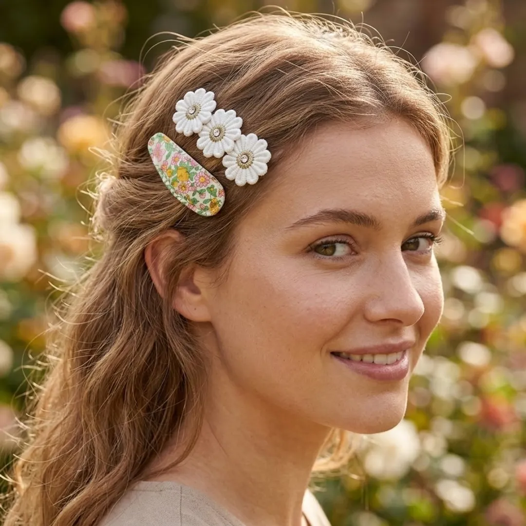 NUVEX Haarspeldjes Set 5 Stuks - Wit/Beige/Lichtgroen/Multicolor