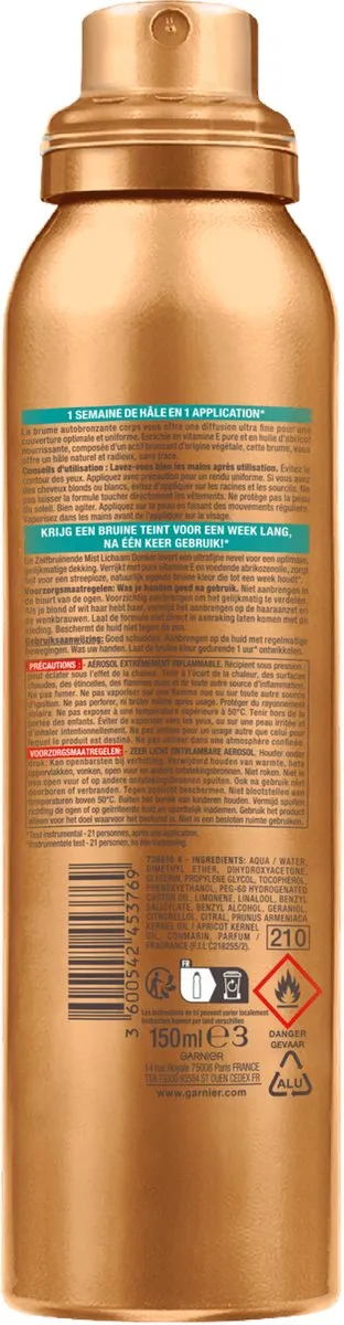 Garnier Ambre Solaire Natural Bronzer Zelfbruinende Spray 150ml