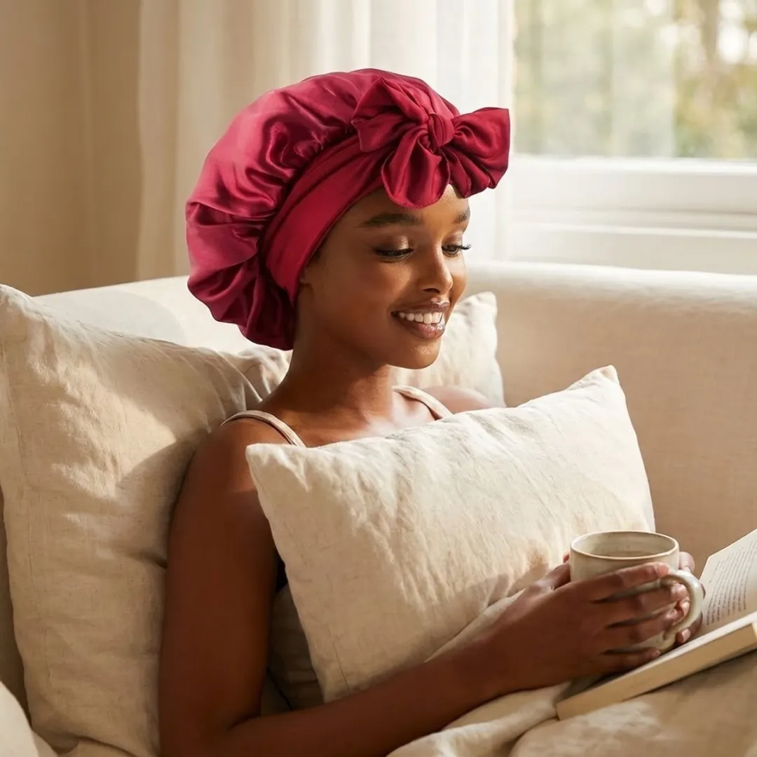 NUVEX Bordeaux Satin Haarbonnet - Dames