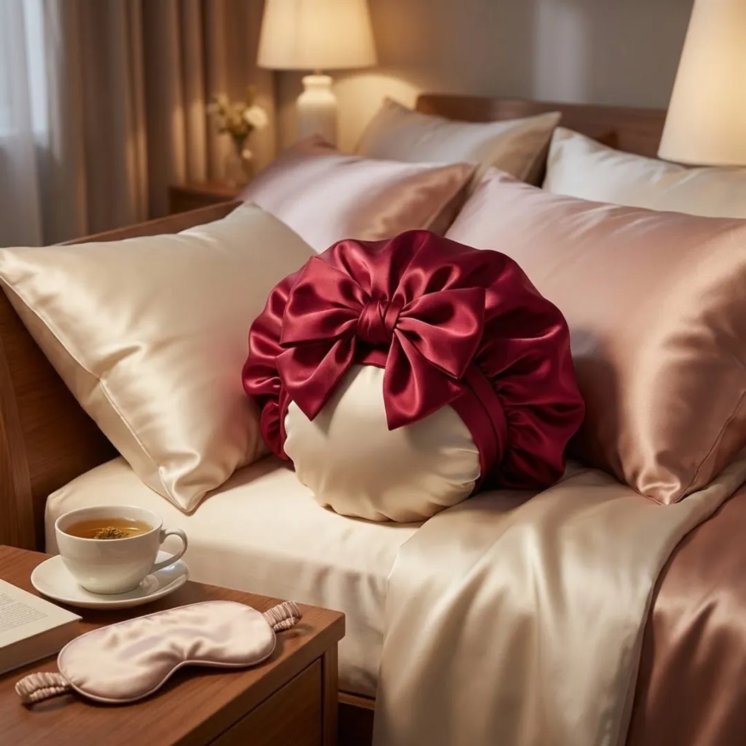 NUVEX Bordeaux Satin Haarbonnet - Dames