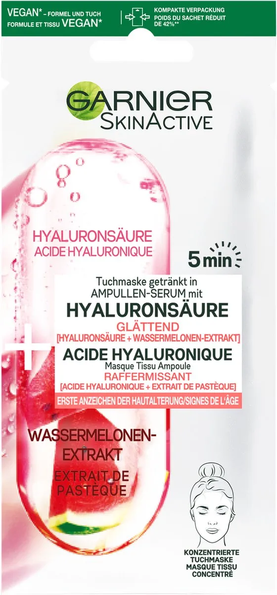 Garnier SkinActive Watermeloen Hyaluronzuur Sheet Mask 15ml