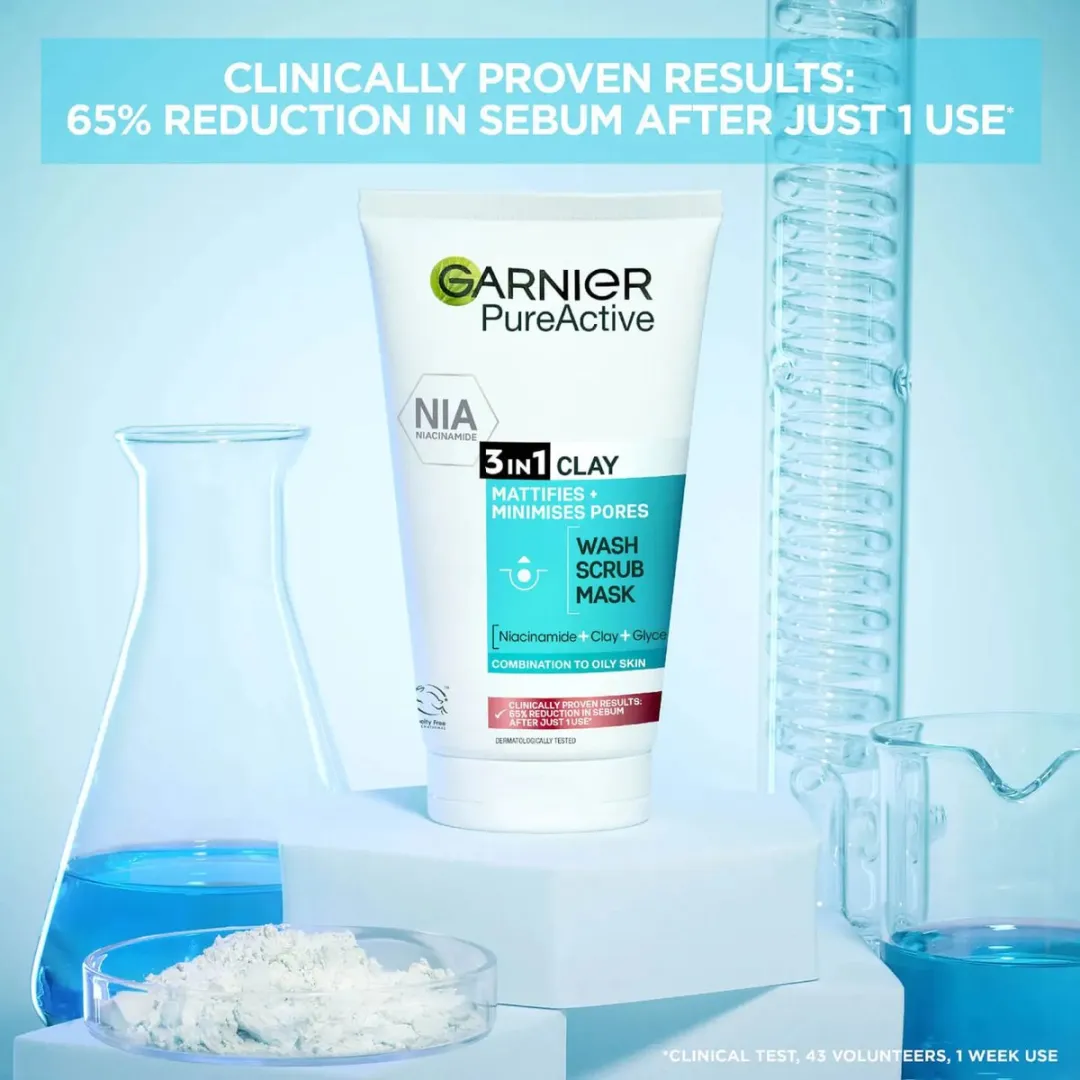 Garnier SkinActive PureActive 3in1 Reiniging met Klei 150ml