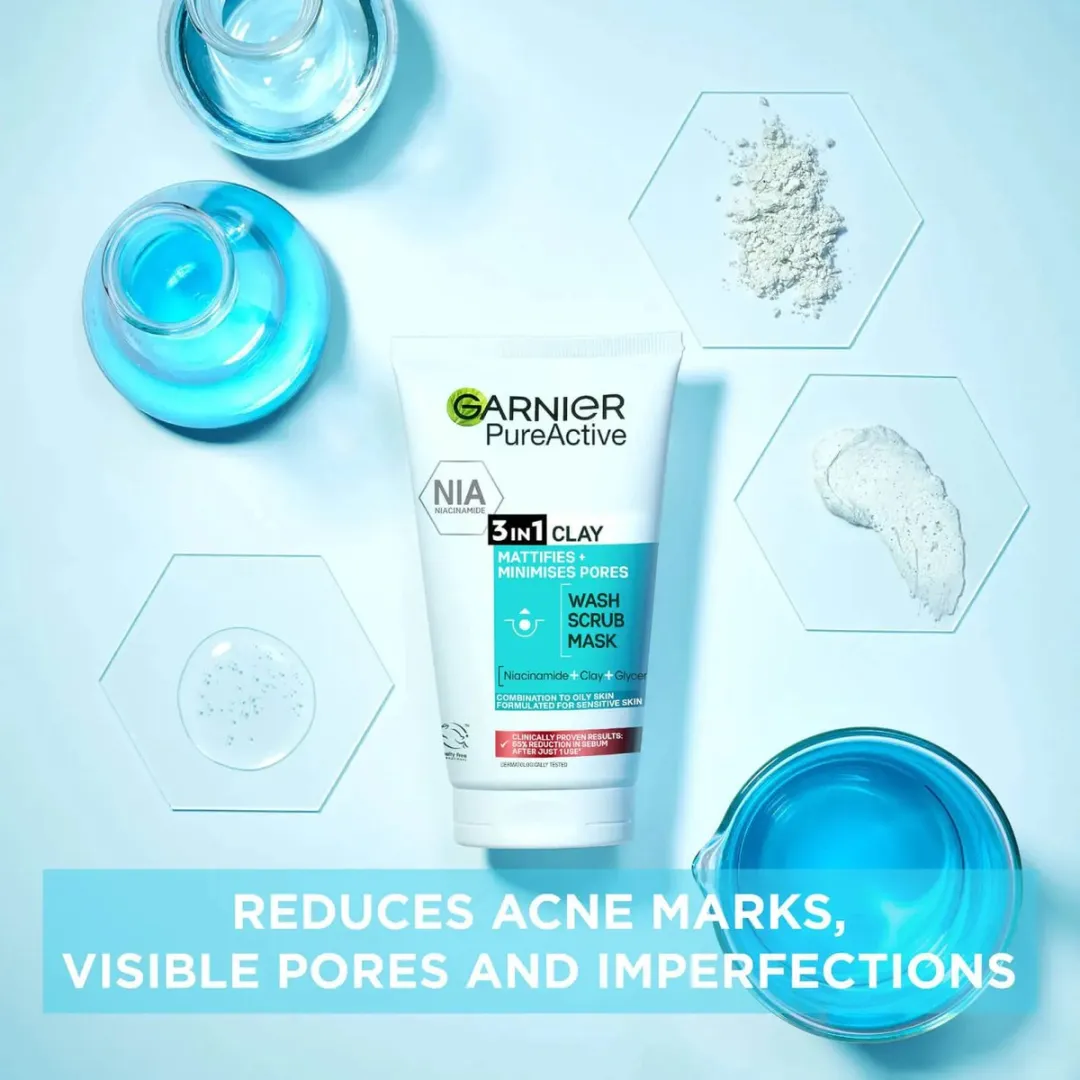 Garnier SkinActive PureActive 3in1 Reiniging met Klei 150ml