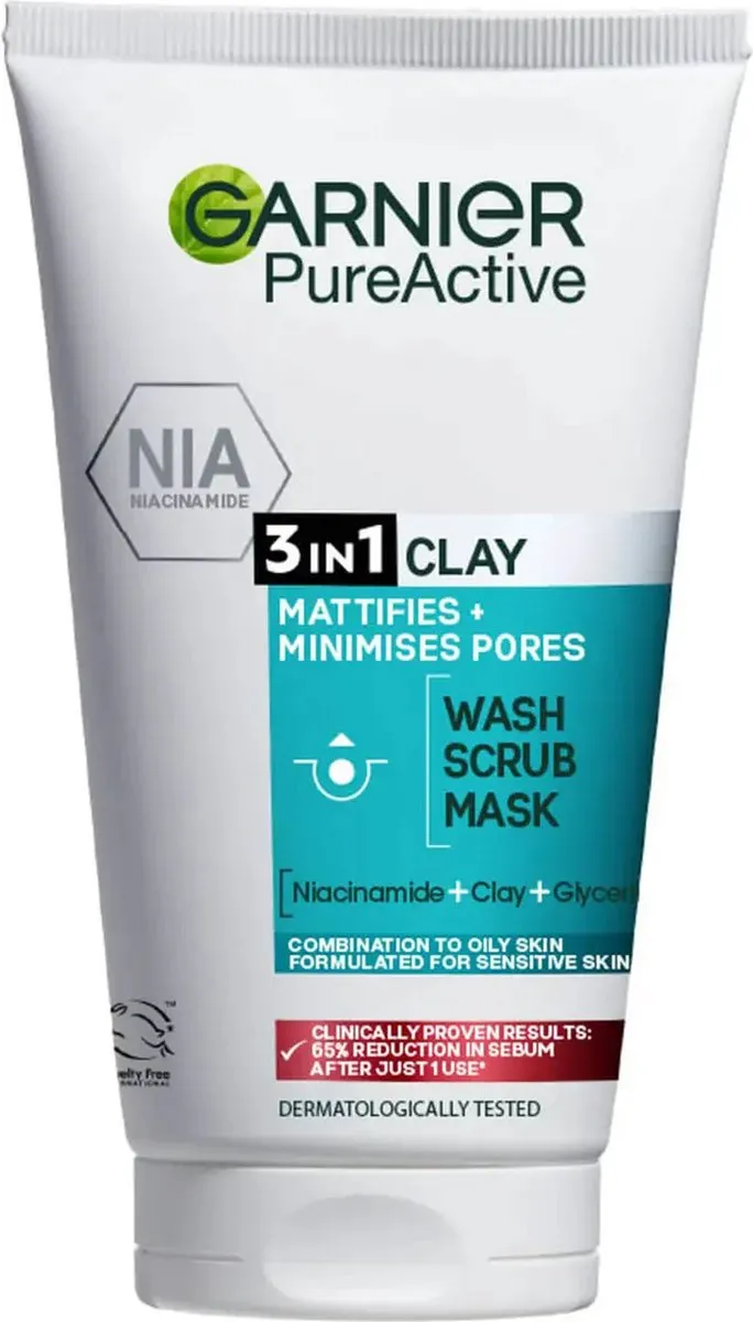 Garnier SkinActive PureActive 3in1 Reiniging met Klei 150ml
