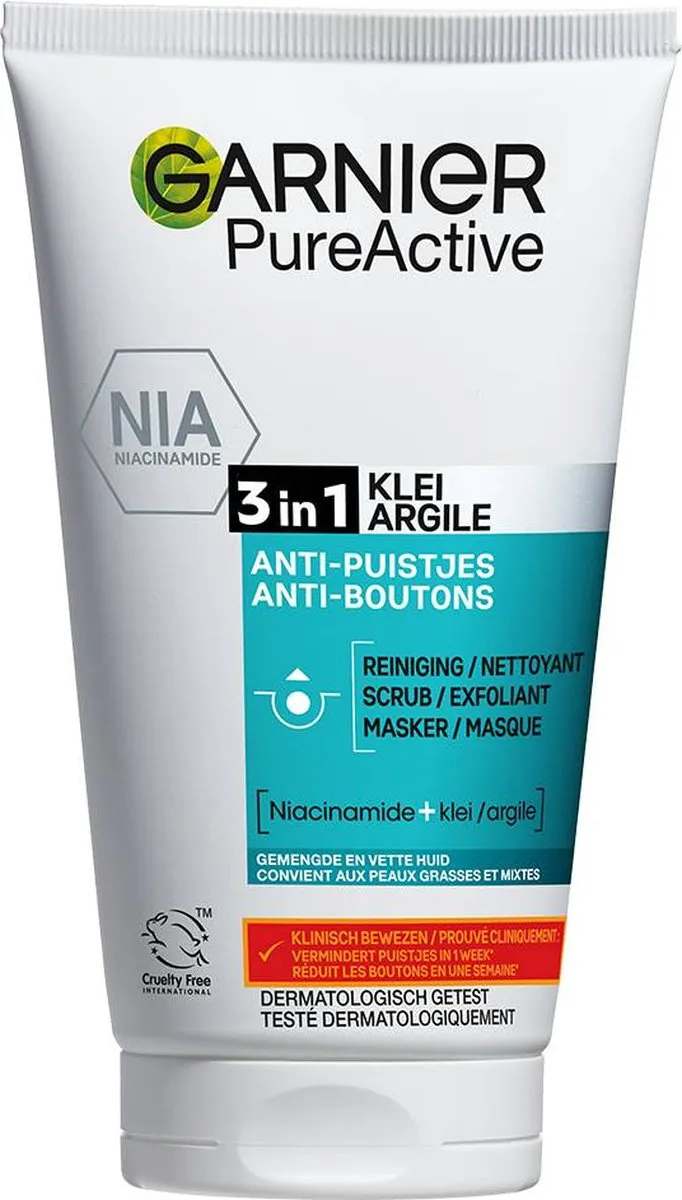 Garnier SkinActive PureActive 3in1 Reiniging met Klei 150ml