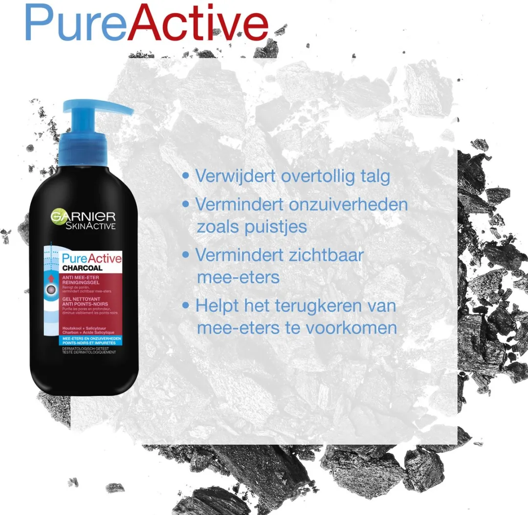 Garnier SkinActive Fure Active 3-in-1 Charcoal Gezichtsreiniger 200ml