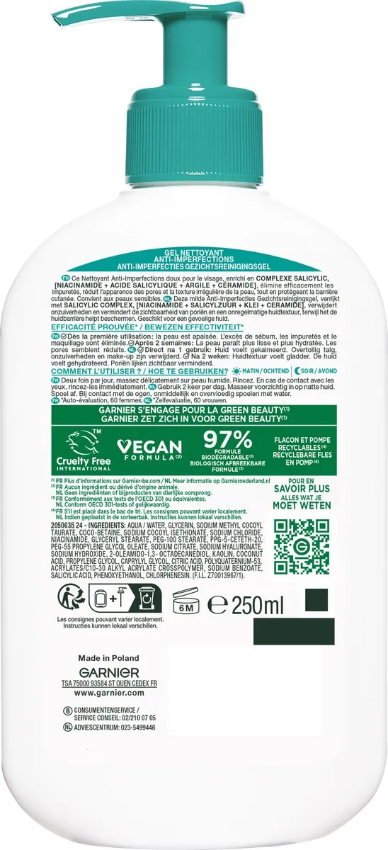 Garnier PureActive Anti-Imperfecties Gezichtsreiniger 250ml