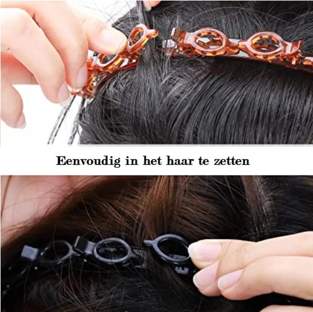 Diadeem - Diadeem met clips - diadeem met haarspeld - haar accessoires - bruin