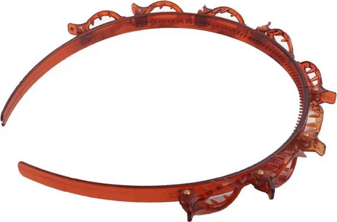 Diadeem - Diadeem met clips - diadeem met haarspeld - haar accessoires - bruin