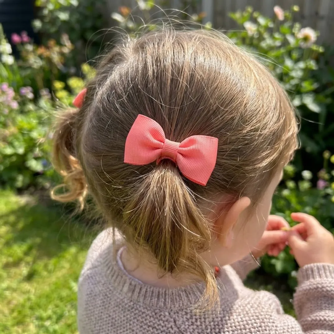 Koraal roze haar elastiekjes set – strik haarbandjes – meisjes dames – 20 stuks – elastische haar elastiek met strik – ribstof strikjes set