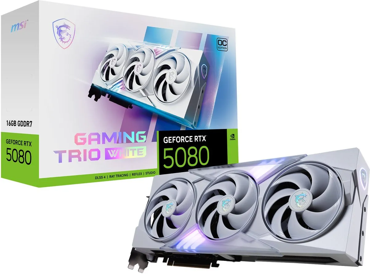MSI GeForce RTX 5080 16G GAMING TRIO OC WHITE Videokaart - 16GB GDDR7 - Wit