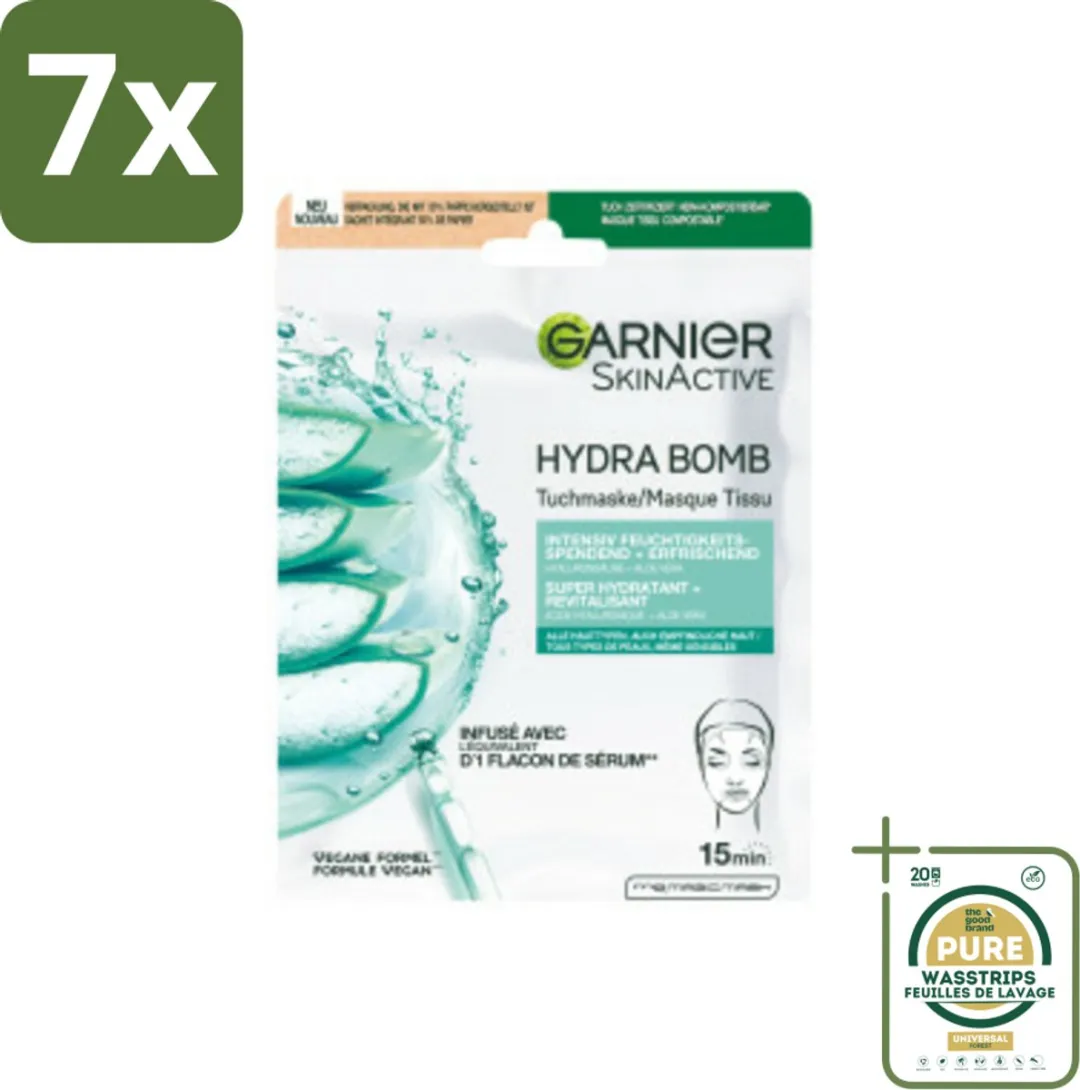 Garnier SkinActive Hydrabomb Tissue Masker Hyaluronzuur 7 Stuks