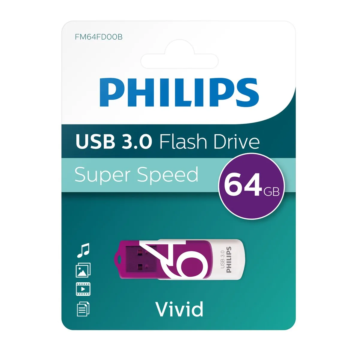 Philips FM64FD00B USB-Stick 64GB - Wit