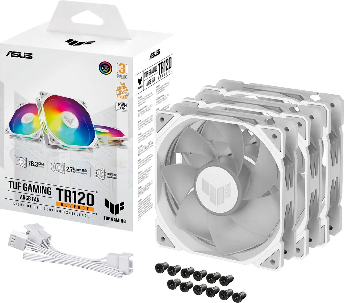 ASUS TUF Gaming TR120 ARGB Reverse 3-in-1 - 3x 12cm Wit