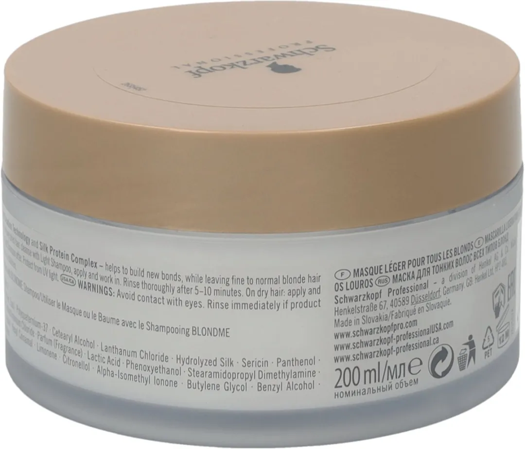 Schwarzkopf Blondme Keratin Restore Haarmasker 200ml - Blond