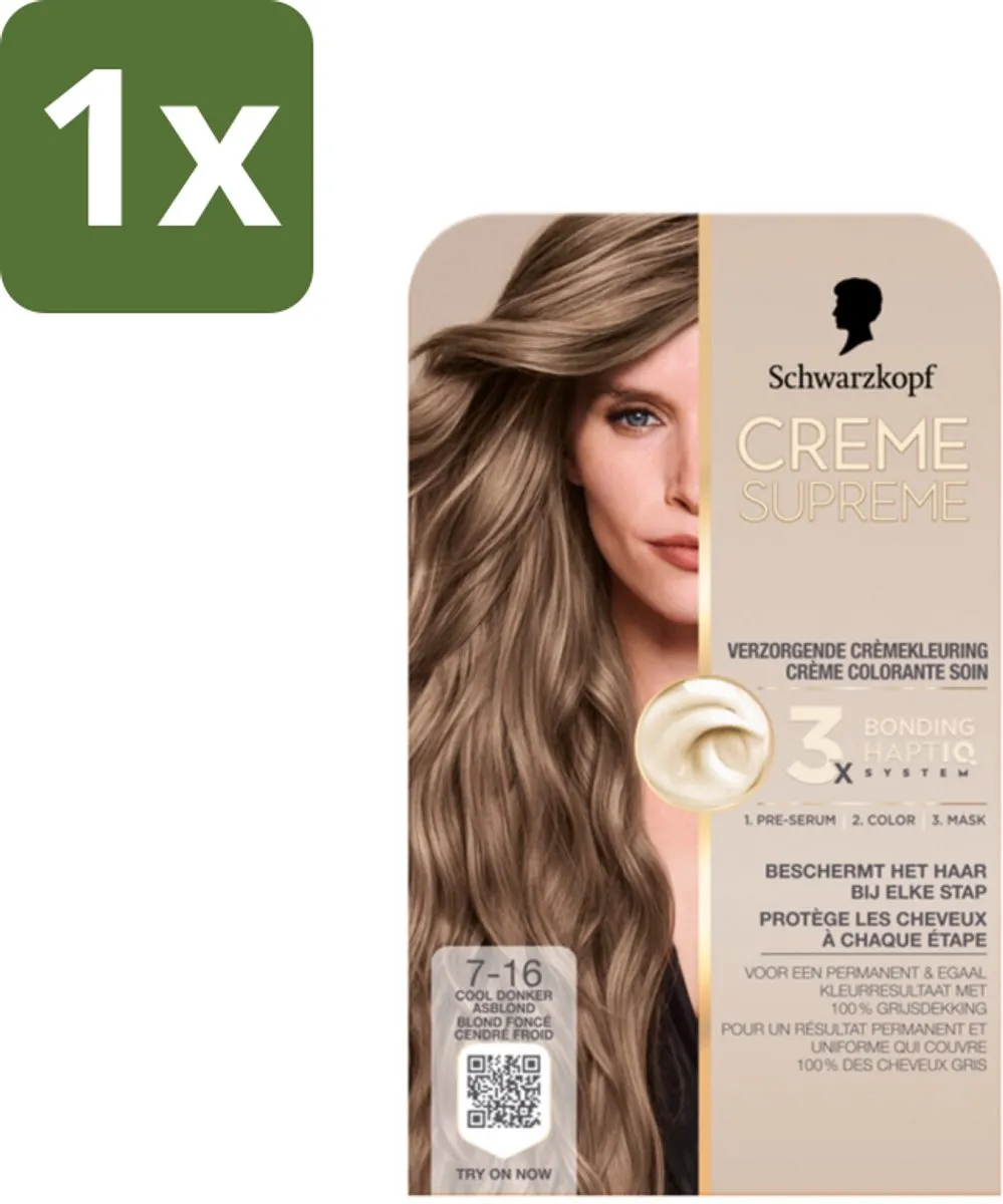 Schwarzkopf Creme Supreme 7-16 Cool Donker Asblond Haarverf 245g