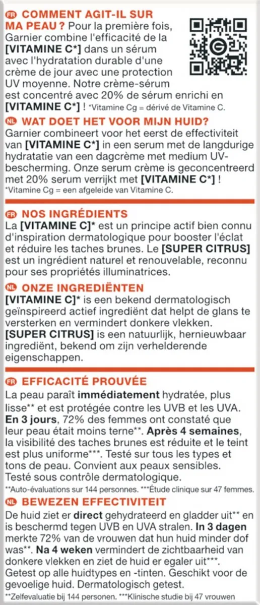 Garnier SkinActive Glow Booster Vitamine C Serum Crème 50ml