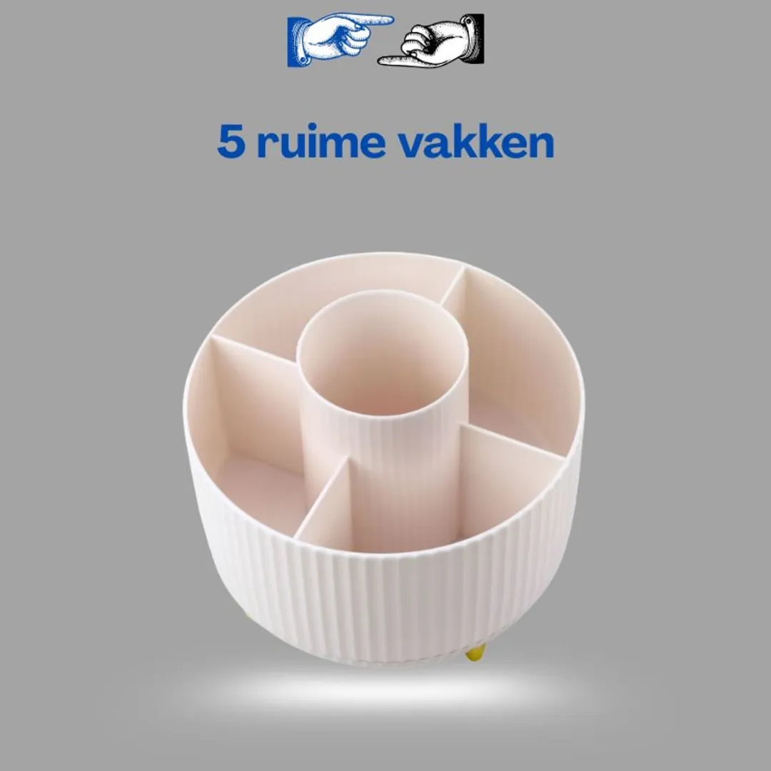 Lean Toys 360° Draaibare Make-up Organizer Wit - 5 Vakken