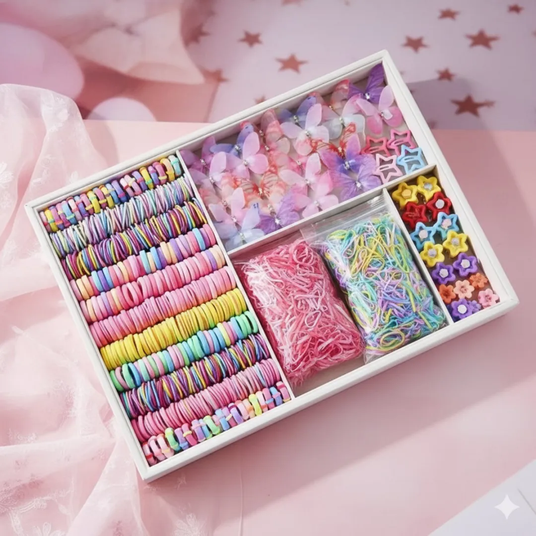 Kinder Haarelastiekjes – 1000 Stuks Gekleurde Mix – Haaraccessoires voor Meisjes, Baby’s & Peuters – Inclusief 2 Beauty Tasjes – Leuk Cadeau