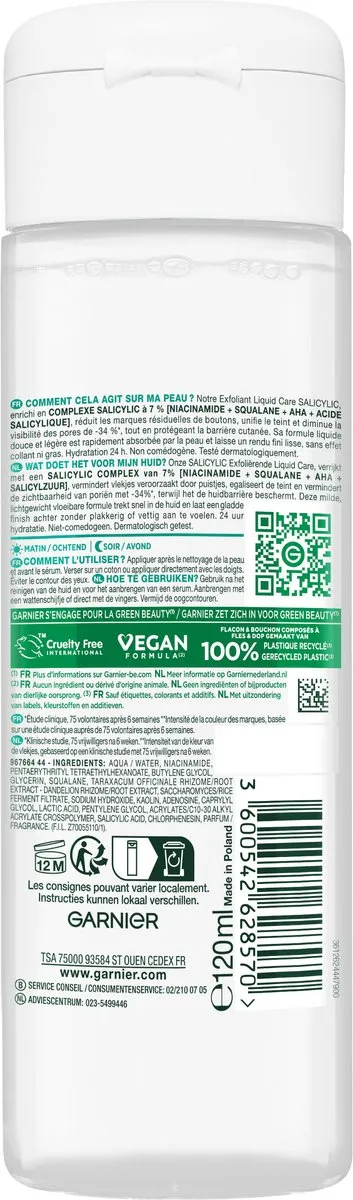 Garnier Pure Active Exfoliërende Liquid Care 120ml - 7% Niaciamide