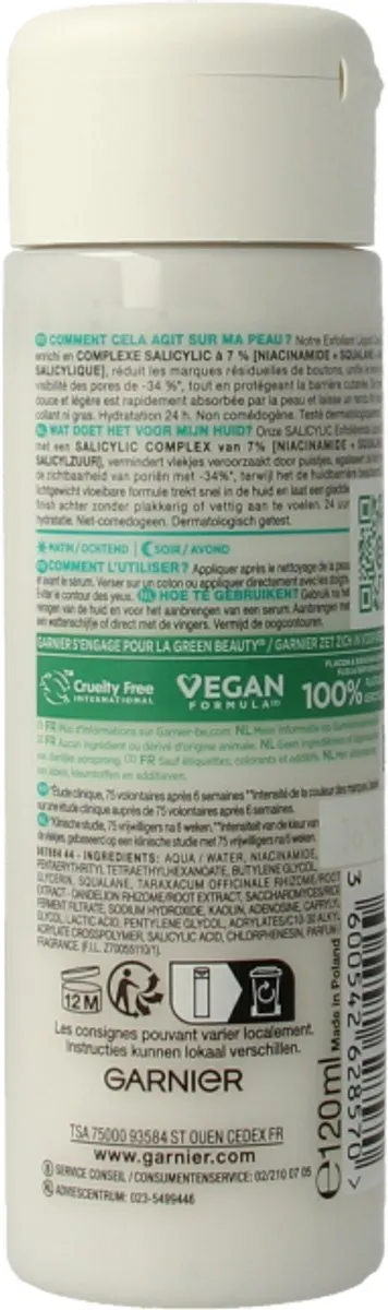 Garnier Pure Active Exfoliërende Liquid Care 120ml - 7% Niaciamide