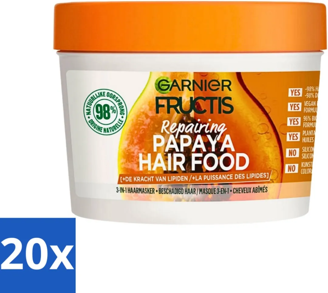 Garnier Fructis Hair Food Papaya Haarmasker 400ml - 20 Stuks