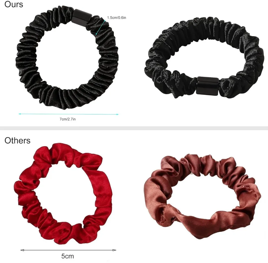 Haarelastiekje van satijnzijde - Zacht voor het haar, antislip, soepel en schattig, geschikt voor dik, krullend haar, perfect voor paardenstaarten, ideaal cadeau voor vrouwen - zwart