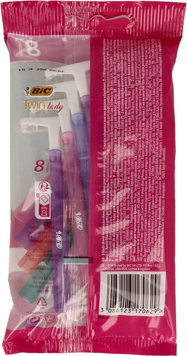 Bic Wegwerpscheermesjes Twin Lady Sensitive - 8 Stuks