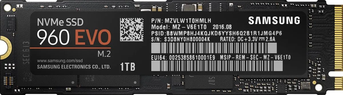 Samsung 960 EVO MZ-V6E1T0BW Interne SSD 1TB
