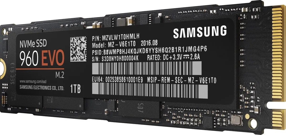 Samsung 960 EVO MZ-V6E1T0BW Interne SSD 1TB