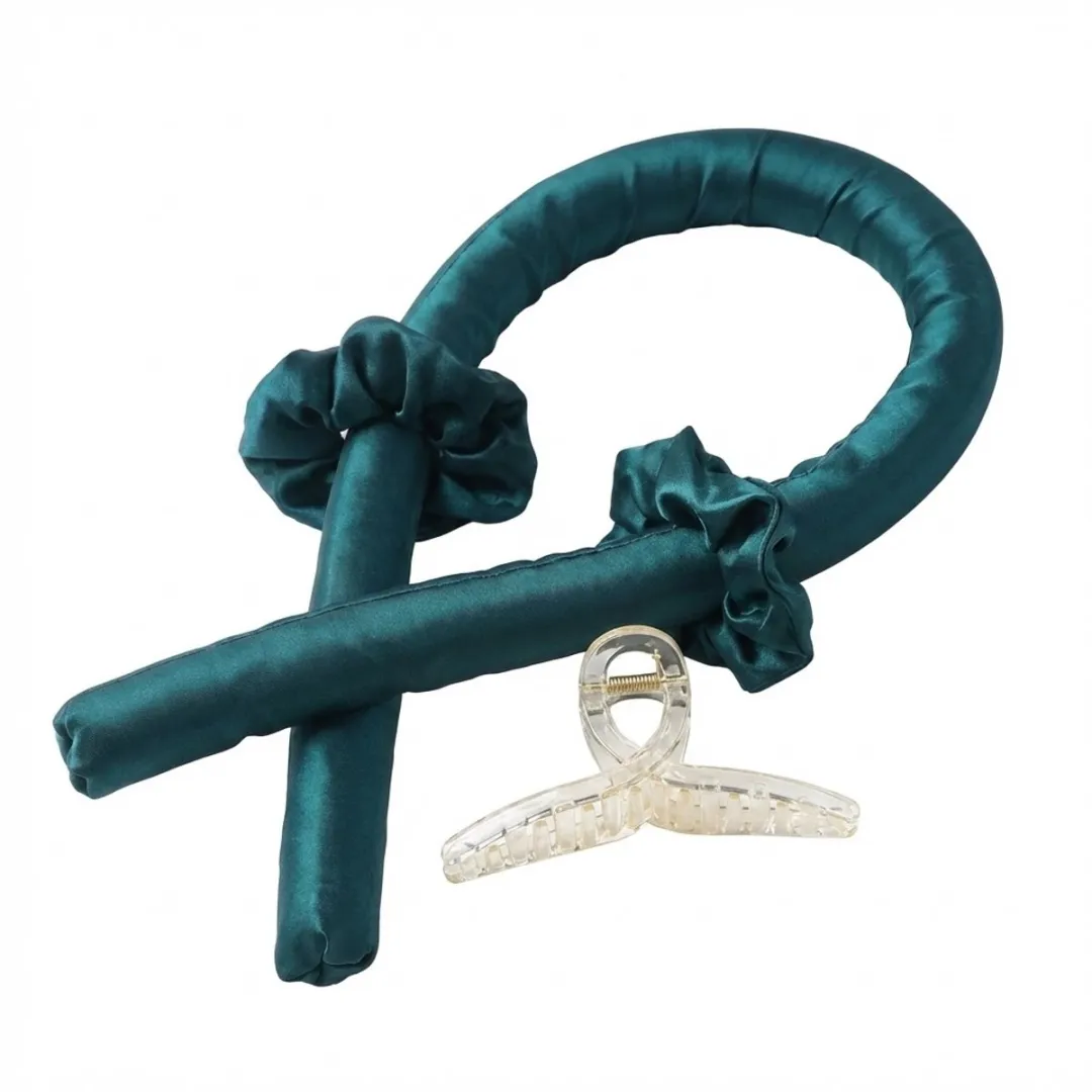 Groen heatless curling rod haar kruller dames zonder hitte met zachte haarband en bijpassende haarclip flexibel ontwerp heatless curls geschikt voor slapen en dagelijks gebruik