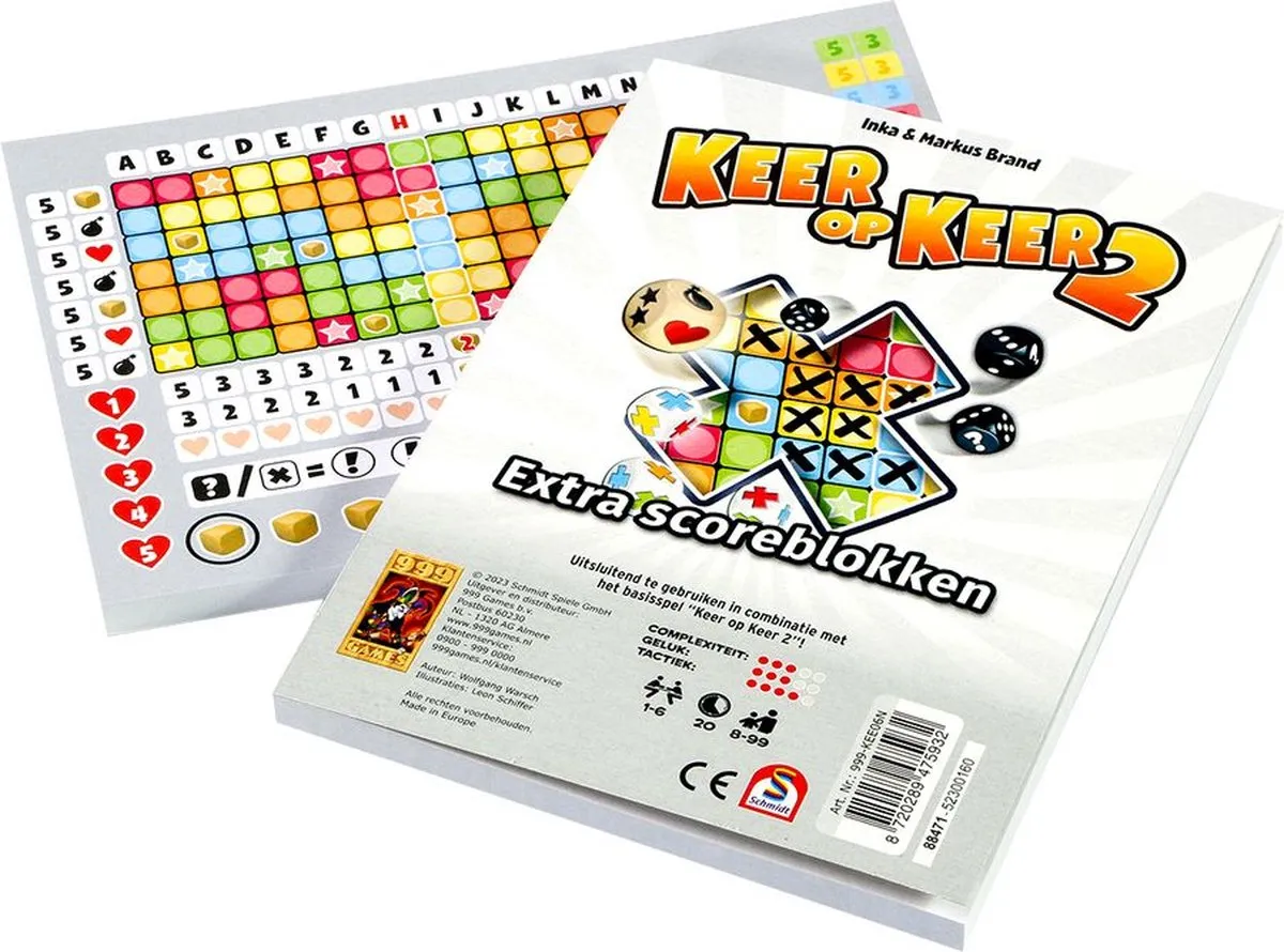 999 Games Keer op Keer 2 Familiespel - 3 Scoreblokken