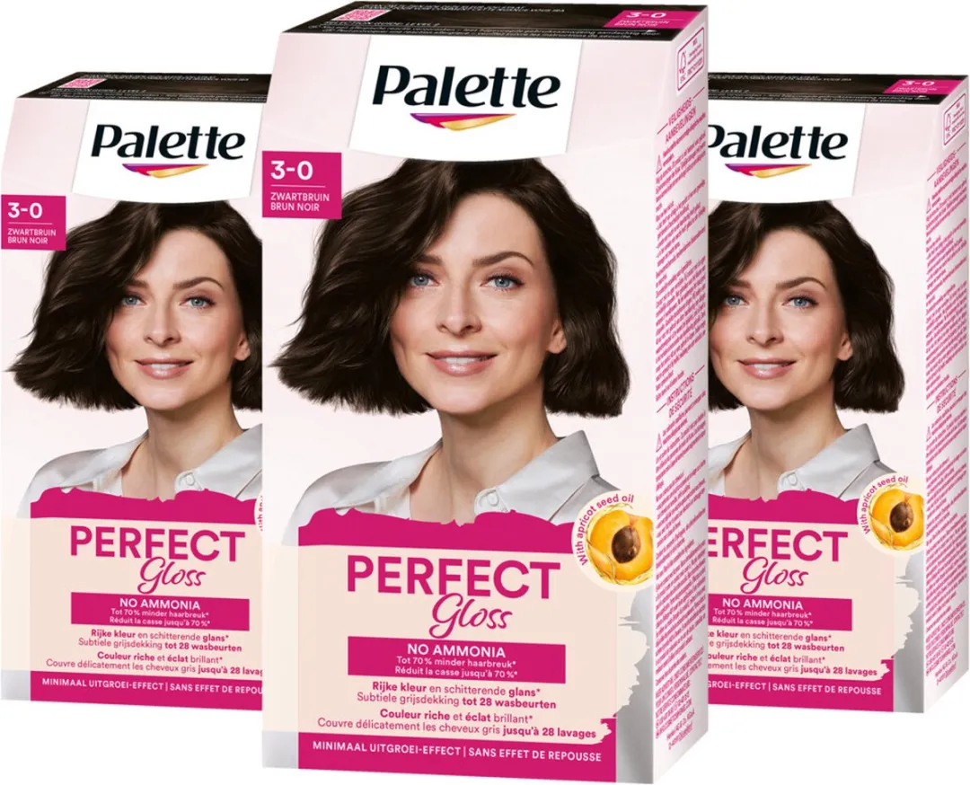 Schwarzkopf Palette Perfect Gloss 3-0 Zwart Bruin - 3 Stuks
