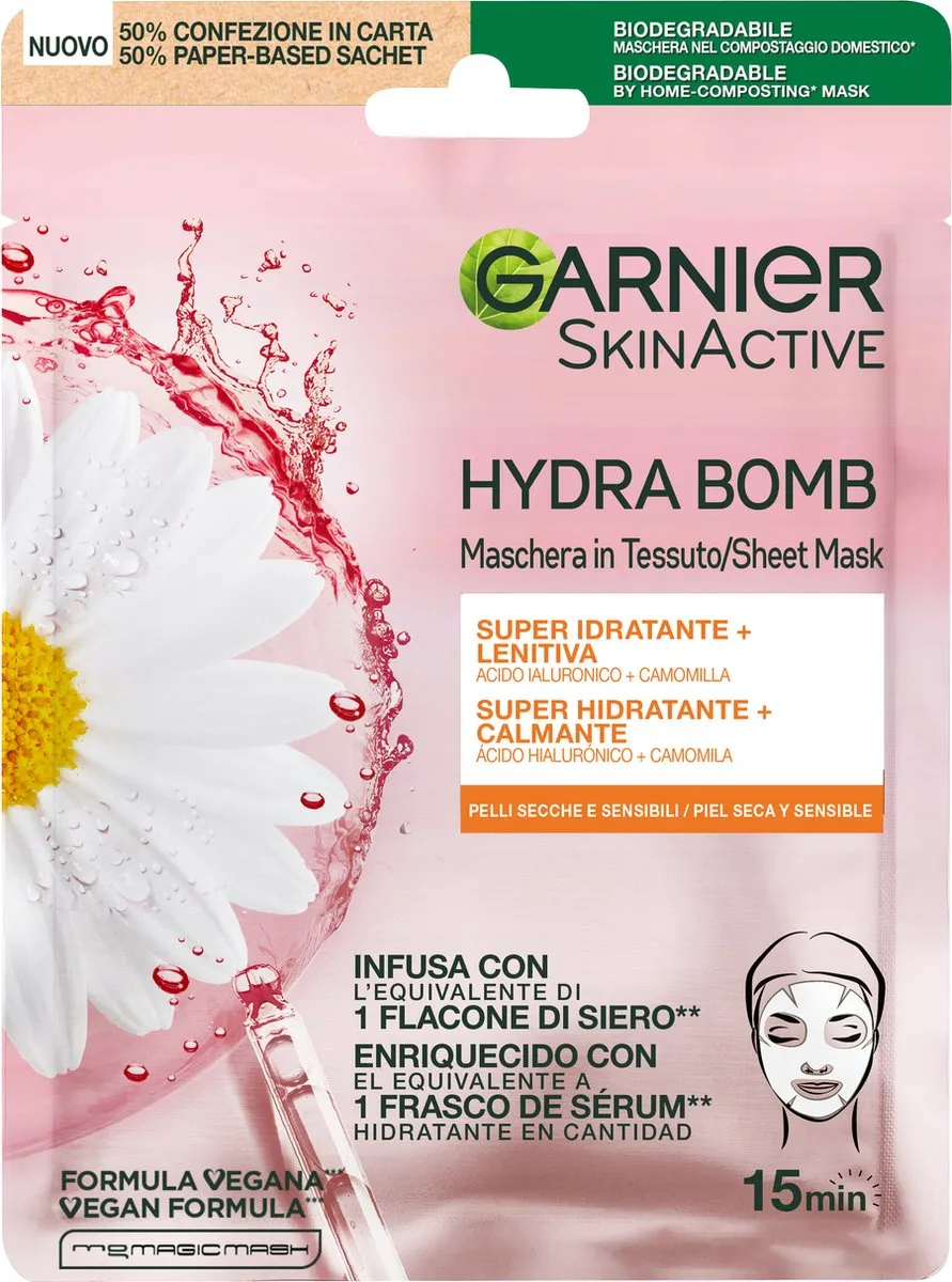 Garnier SkinActive Tissue Masker Kamille Hyaluronzuur 101ml