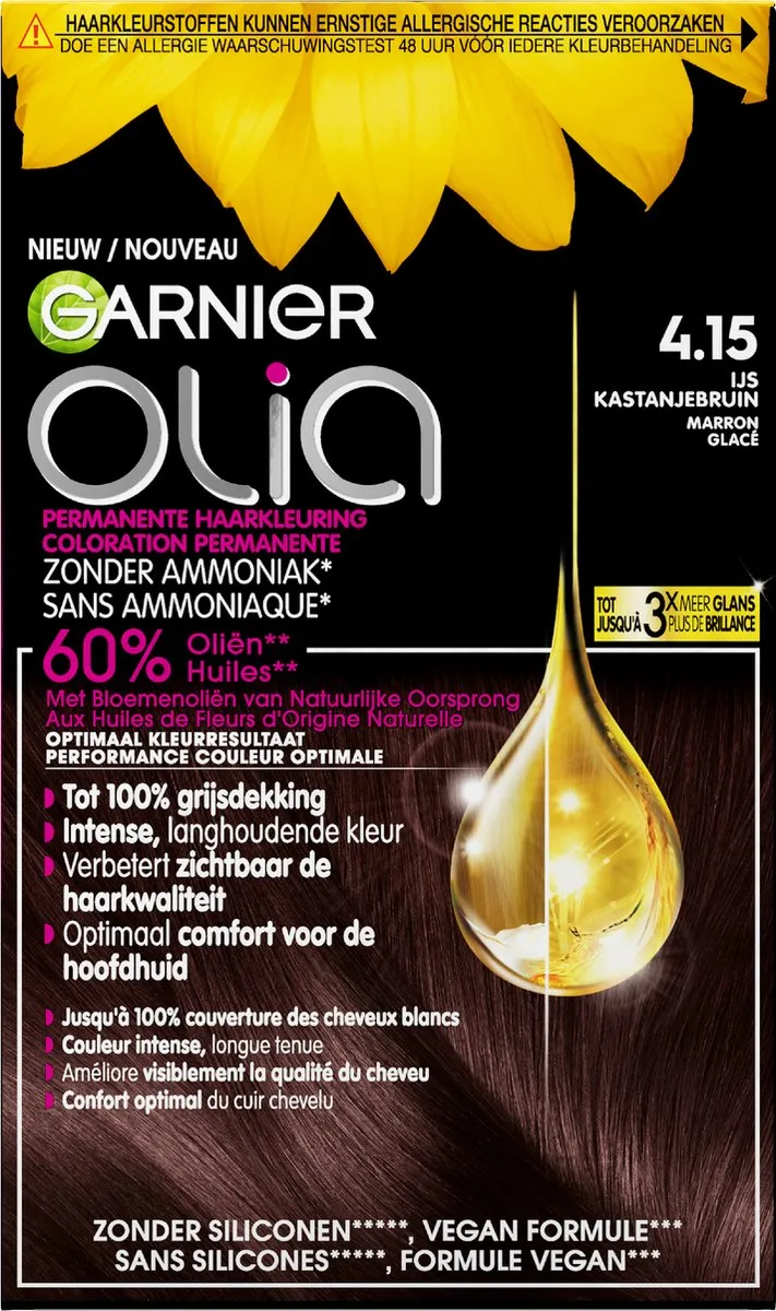 Garnier Olia Haarkleuring 4.15 Kastanje Middenbruin - 986ml