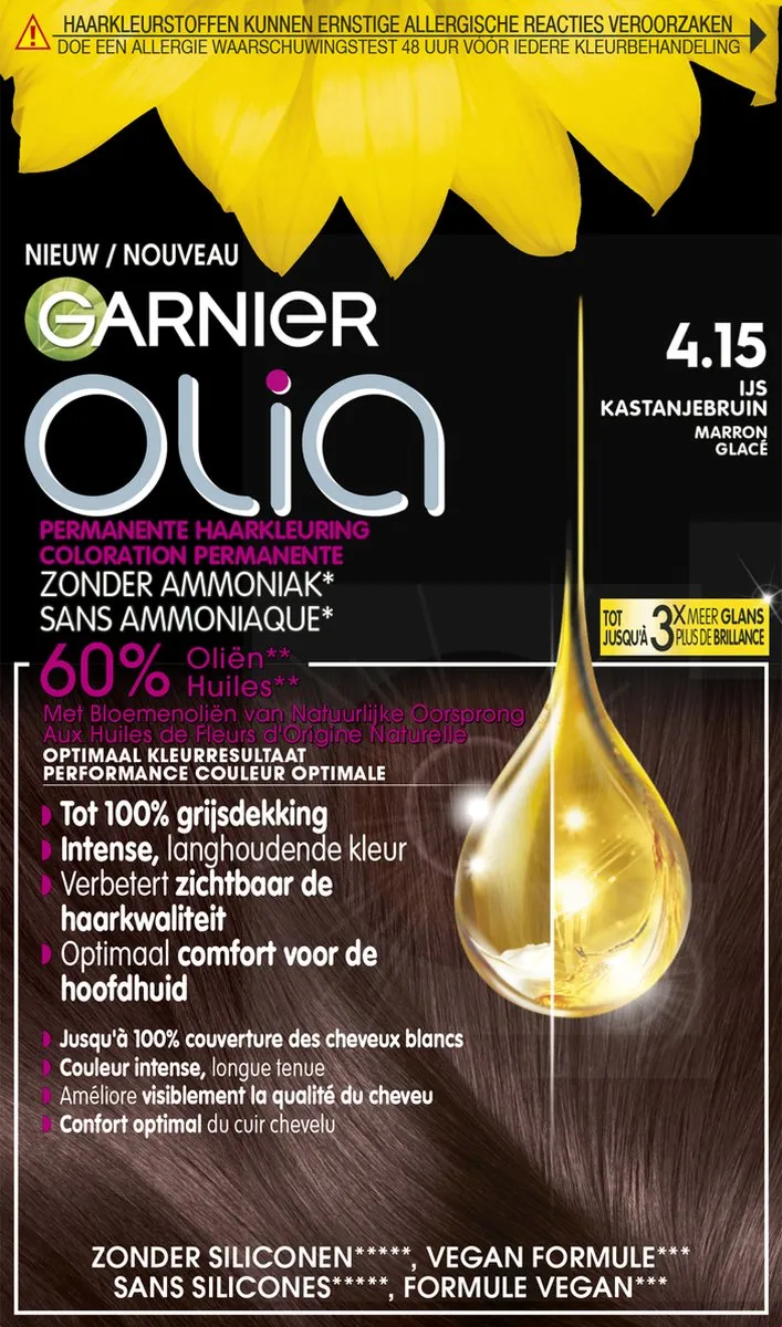 Garnier Olia Haarkleuring 4.15 Kastanje Middenbruin - 986ml