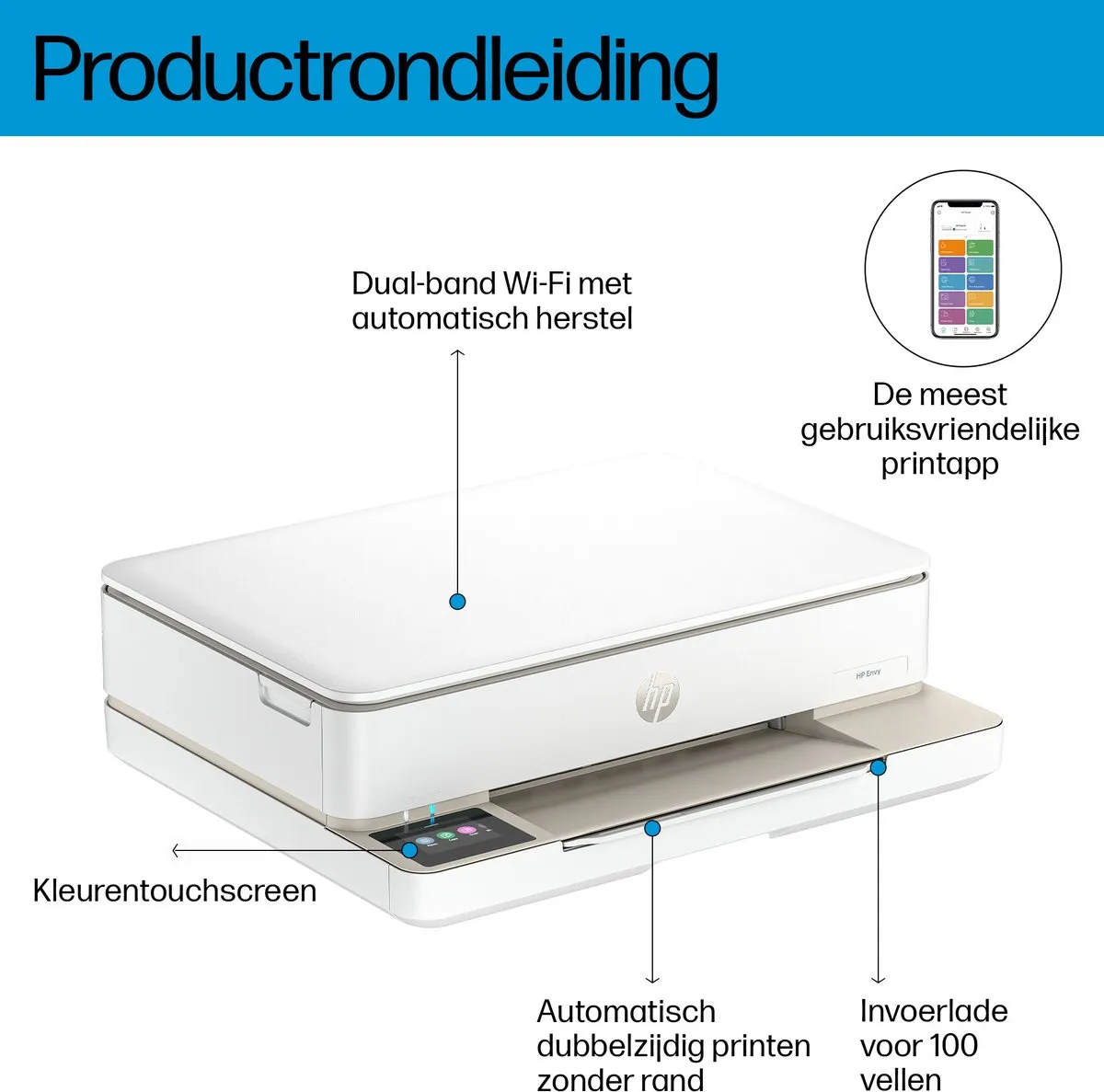 HP ENVY 6132e All-in-One Printer - 100 Vel - 25 ppm - Wit