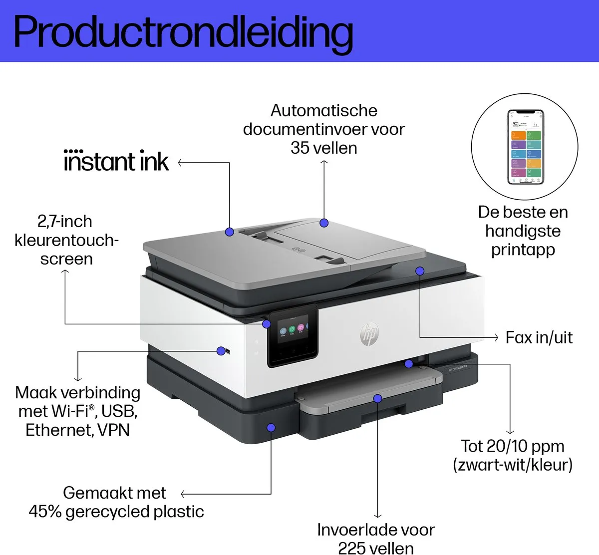 HP OfficeJet Pro 8124e 405U7B All-in-One Printer - Wit