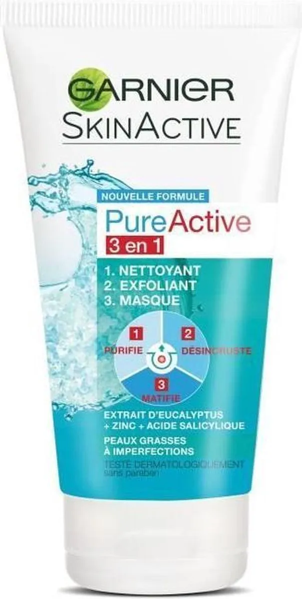 Garnier Pure Active 3-in-1 Cleanser Exfoliërend Masker 150ml